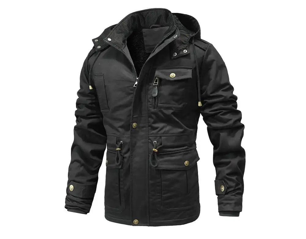 Winter Men's Warm Padded Jackets Fashion Men Fleece Lined Thermal Hooded Coats Men Mountain Ski Windbreaker Jackets Clothing - Lootquake