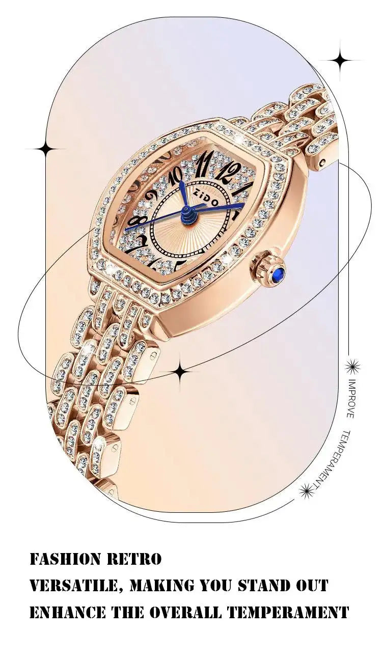 UTHAI L95 Women's Watch Light luxury Retro Barrel Shaped Digital Diamond inlaid Waterproof Ladies Fashion Quartz Clock Watches - Lootquake