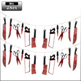 1-4Set Bloody Halloween Banner Horror Hanging Decoration for Haunted House Movie Theme Birthday Carnival Party Halloween Gift