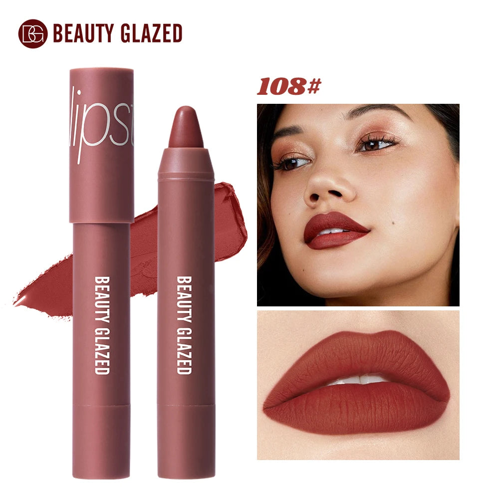 12-Color Matte Waterproof Lipstick Pen - Long-Lasting, Vibrant Berry Tone, Plant-Based Squalane, Smooth Application for All Skin