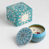 Velas aromáticas de osmanthus y gardenia con pétalos. Pequeñas velas aromáticas románticas para cumpleaños de niñas. Aromaterapia para el hogar.