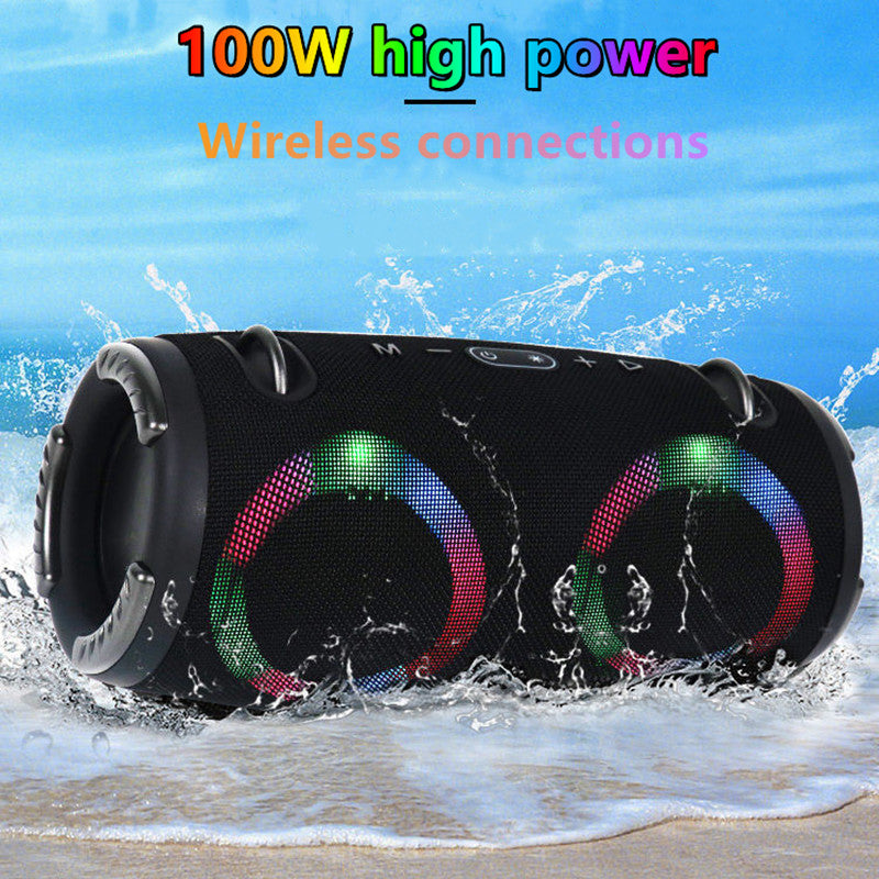 High power bluetooth speaker portable RGB colorful light waterproof wireless subwoofer 360 stereo surround TWS FM boombox