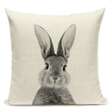 Black and White Cute Animals Cushion Cover - Animal Portrait Decoration Throw Pillow Case 45x45cm for Home Sofa Decor