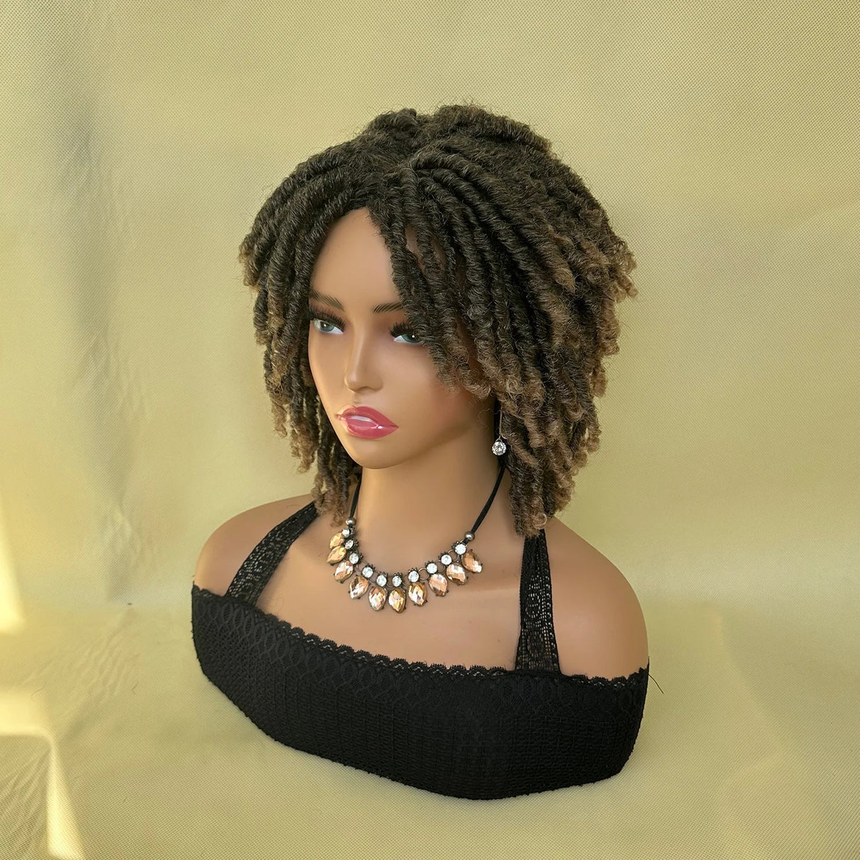 Afro Bob Faux Locs Wig | Crochet Twist Braids | Short Dreadlocks Wig | Synthetic Braided Wig