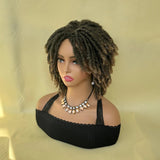 Afro Bob Faux Locs Wig | Crochet Twist Braids | Short Dreadlocks Wig | Synthetic Braided Wig