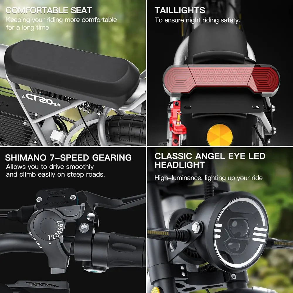 Bicicleta eléctrica para adultos Coswheel GT20S, 1500 W, 48 V, 27,5 Ah, para desplazamientos diarios, bicicleta de montaña eléctrica con neumáticos anchos de 20 pulgadas.