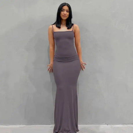 Dresses For Women 2023 Sexy Spaghetti Strap Black Long Dress Evening Y2k Sleeveless Solid Skinny Bodycon Maxi Vestidos - Lootquake