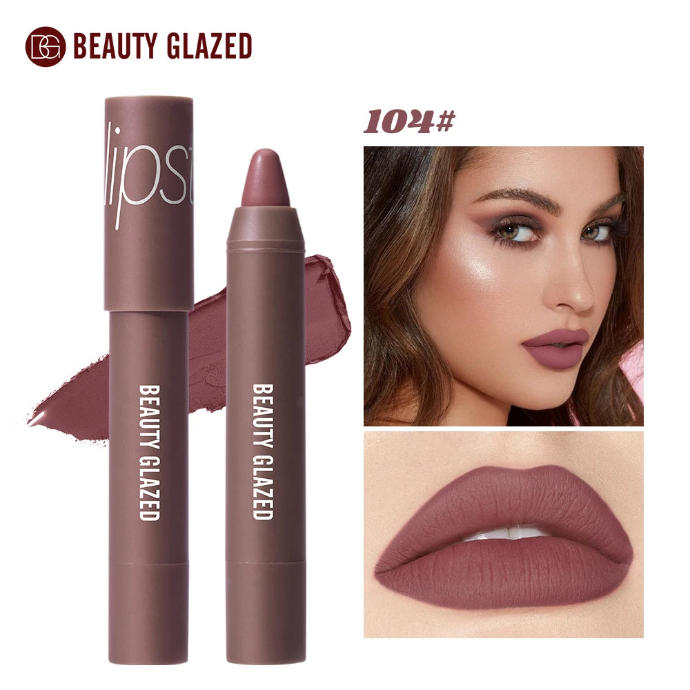 12-Color Matte Waterproof Lipstick Pen - Long-Lasting, Vibrant Berry Tone, Plant-Based Squalane, Smooth Application for All Skin