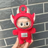Muñeca Labubu II de 17 cm con atuendo de moda, linda muñeca de peluche sentada, ídolo de fiesta, ropa y accesorios personalizables, juguete para todas las edades.