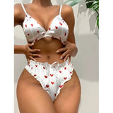 Women's Erotic Lingerie Suit Bowknot Sexy Wire Free Lingerie Underwear Two Piece Female White Set Set Sexy Lingerie Woman's Bra - Lootquake