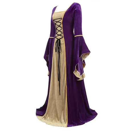 Medieval Renaissance Velvet Long Dress Women Victorian Retro Fancy Gown Halloween Cosplay Costume Plus Size - Lootquake