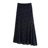 TRAFZA Vintage Casual Chic Women Flocking Suit O-Neck Backless Sleeveless Top Asymmetrical Long Skirt Fashion 2025 Spring Suit - Lootquake