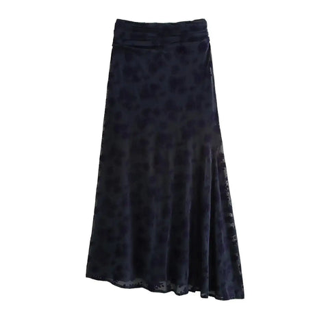 TRAFZA Vintage Casual Chic Women Flocking Suit O-Neck Backless Sleeveless Top Asymmetrical Long Skirt Fashion 2025 Spring Suit - Lootquake