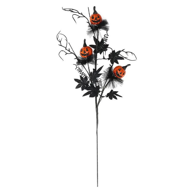 2025 Halloween Decoration Flower Black Terrifying Pumpkin Head Bouquet For Teapoy Dining Table Fireplace Home Party Decor Props