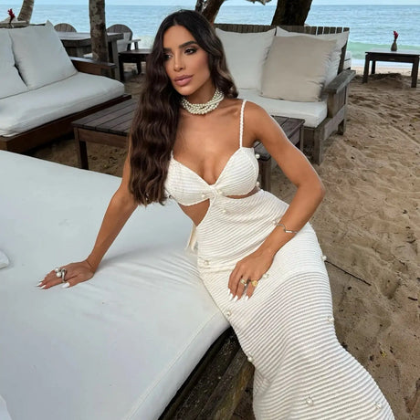 Mesh Long Dress Women Summer Cutout Party Dresses Cover Up Elegant Slim Split Maxi Vestidos Holiday Beach Robe - Lootquake