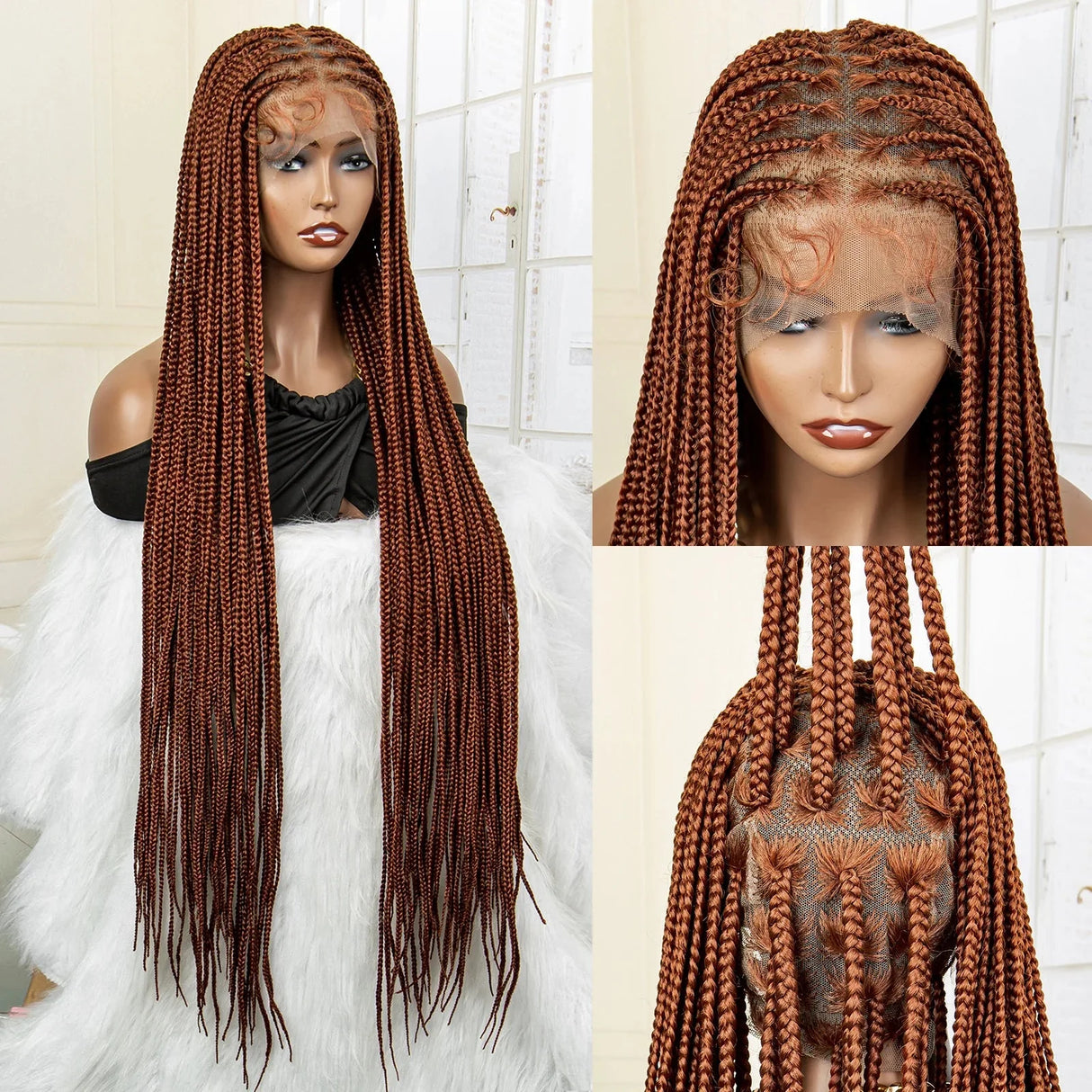 350# Blonde HD Full Lace Braided Wig | Knotless Box Cornrows | Crochet Braids | Synthetic Braids for Black Women
