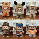 Mini peluche Labubu de 17 cm, varios estilos, conjunto de ropa, accesorios, ropa de juego de moda, regalo