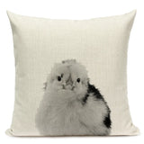 Black and White Cute Animals Cushion Cover - Animal Portrait Decoration Throw Pillow Case 45x45cm for Home Sofa Decor
