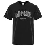 California West Coast Street Letter Tops Men Hip Hop Crewneck Tee Clothes T Shirt Summer Breathable T-Shirt Street Cotton Tshirt - Lootquake