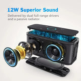 Altavoz Bluetooth DOSS SoundBox, control táctil, sonido HD de 12 W, resistencia al agua IPX5, micrófono integrado, manos libres.