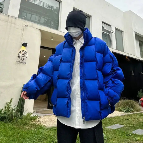 2023 Korean Fashion Thick Winter Jacket Men Parkas Jacket Men Outwear Coats Solid Stand Collar Windbreaker Cotton Padded Jacket - Lootquake