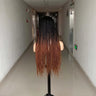 26" Ombre Box Braided Wig | Long Straight Braids | Twist Accents | Synthetic Wig | Cosplay & Daily Wear