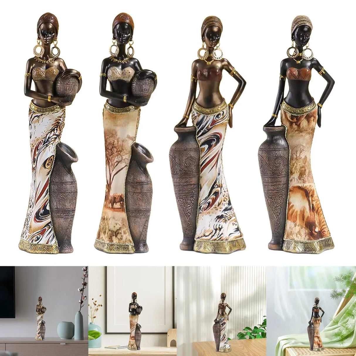 African Women Figurine, African Statues, Retro Sculptures, Collectible