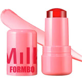 Milk Jelly Lipstick Blush Stick Moisturized Blusher Rouge Cream Shimmer Powder Blusher Stick Beauty Makeup for Women and Girls