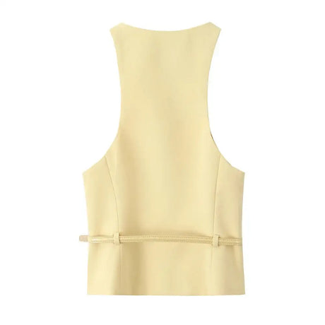 Kar&Otza 2024 new women's stylish dress with belt V-neck sleeveless top slim fit and slimming half skirt two-piece set - Lootquake