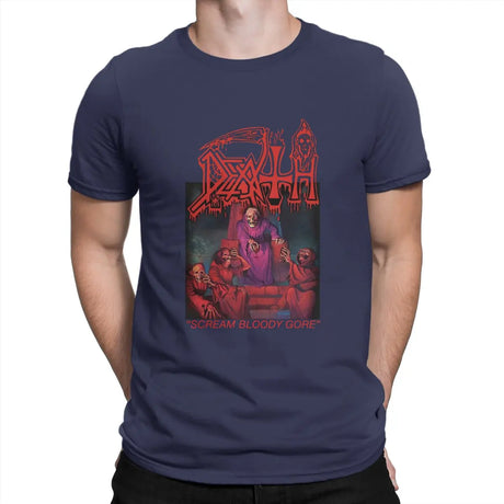 Funny Death Scream Bloody Gore T-Shirt Men Round Neck 100% Cotton T Shirts Sabbath Short Sleeve Tee Shirt Gift Tops - Lootquake