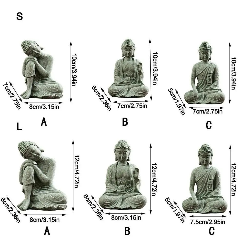 Decoración de pecera de Buda de arenisca, artesanía de Buda de meditación, escultura zen de Buda, micropaisaje, estatua de pecera