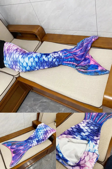 Mermaid Blanket Sleeping Bag Anti Kick Flannel Quilt Soft Fabric High Color Fastness Children Birthday Gift Fish Tail - Lootquake
