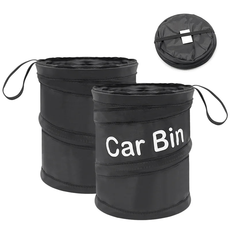 1 Car Garbage Bin, Car Storage Bin, Spiral Bucket, Double-Layer Oxford Cloth Foldable Garbage Bin