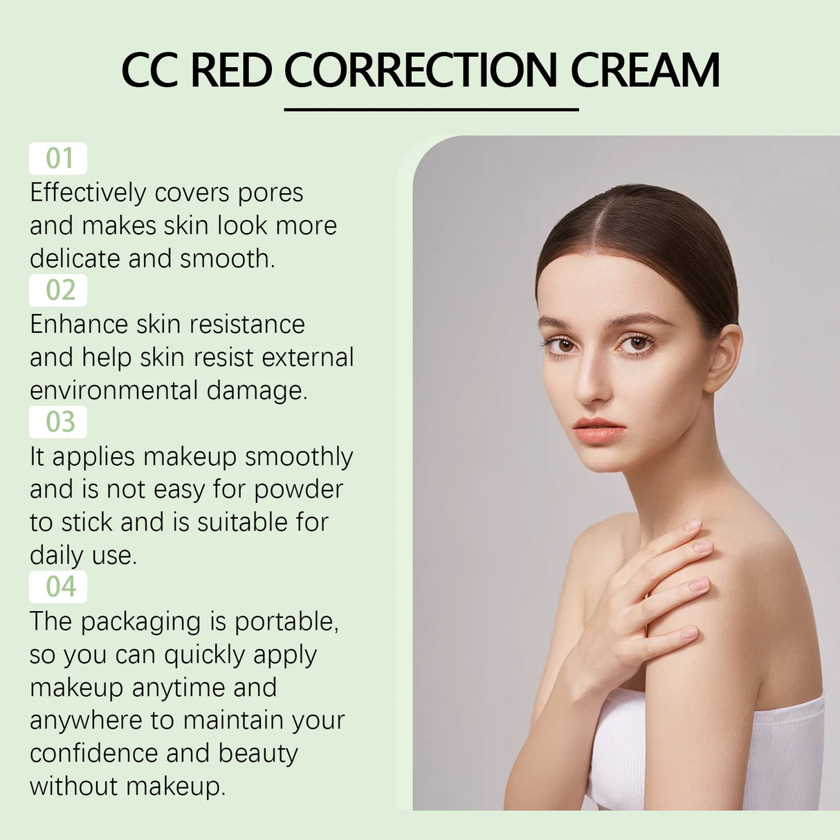 Crema CC Centella Asiática EelHope: Base hidratante y correctora para maquillaje nude, ilumina el cutis e hidrata.