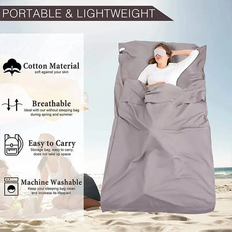 Breathable Portable Sleeping Bag Liner Sleeping Bag Tourism Mat Camping Outdoor Sleeping Bag Set Hotel Room Liner Anti-dirty - Lootquake
