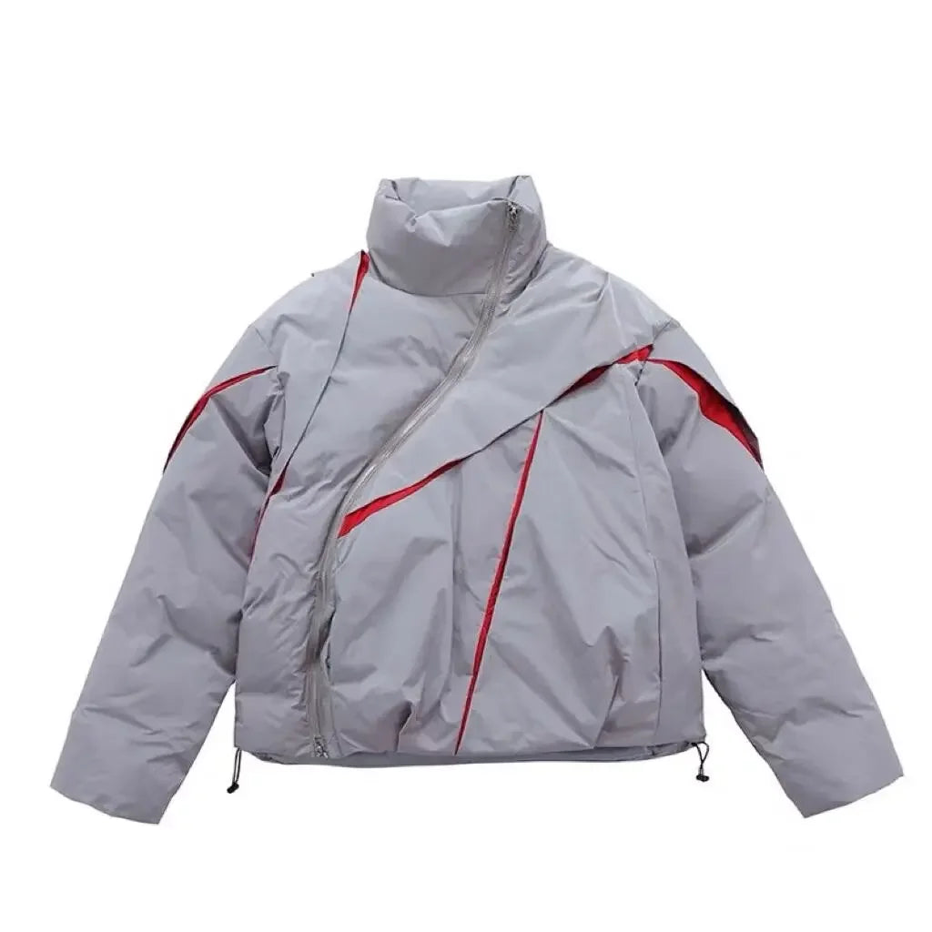 American Cotton Padded Jacket Men Women Winter High Street Thicken Warm Stand Collar Coat Hip Hop Loose Cutting Design Outwear - Lootquake