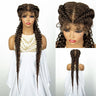 1B/30 Dark Brown Dutch Box Braids Wig | Synthetic Lace Frontal | Fishtail Braids | With Baby Hair | For Black Women