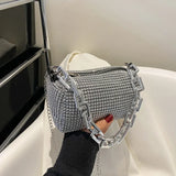 Allover Rhinestone Bucket Bag | Glitter Chain Prom Purse & Women's Mini Crossbody Bag (Sparkling Evening Handbag)