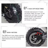 2024 5600W 60v38ah 11-inch off-road vacuum tire electric scooter with maximum speed of 85km/h and cruising range of 90km