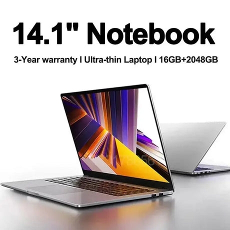 Ultra Slim 14.1" Laptop 16GB RAM 2TB SSD Intel N3700 Notebook Gamer Windows 11 Pro 1920*1080  Display Office Study Computer PC - Lootquake