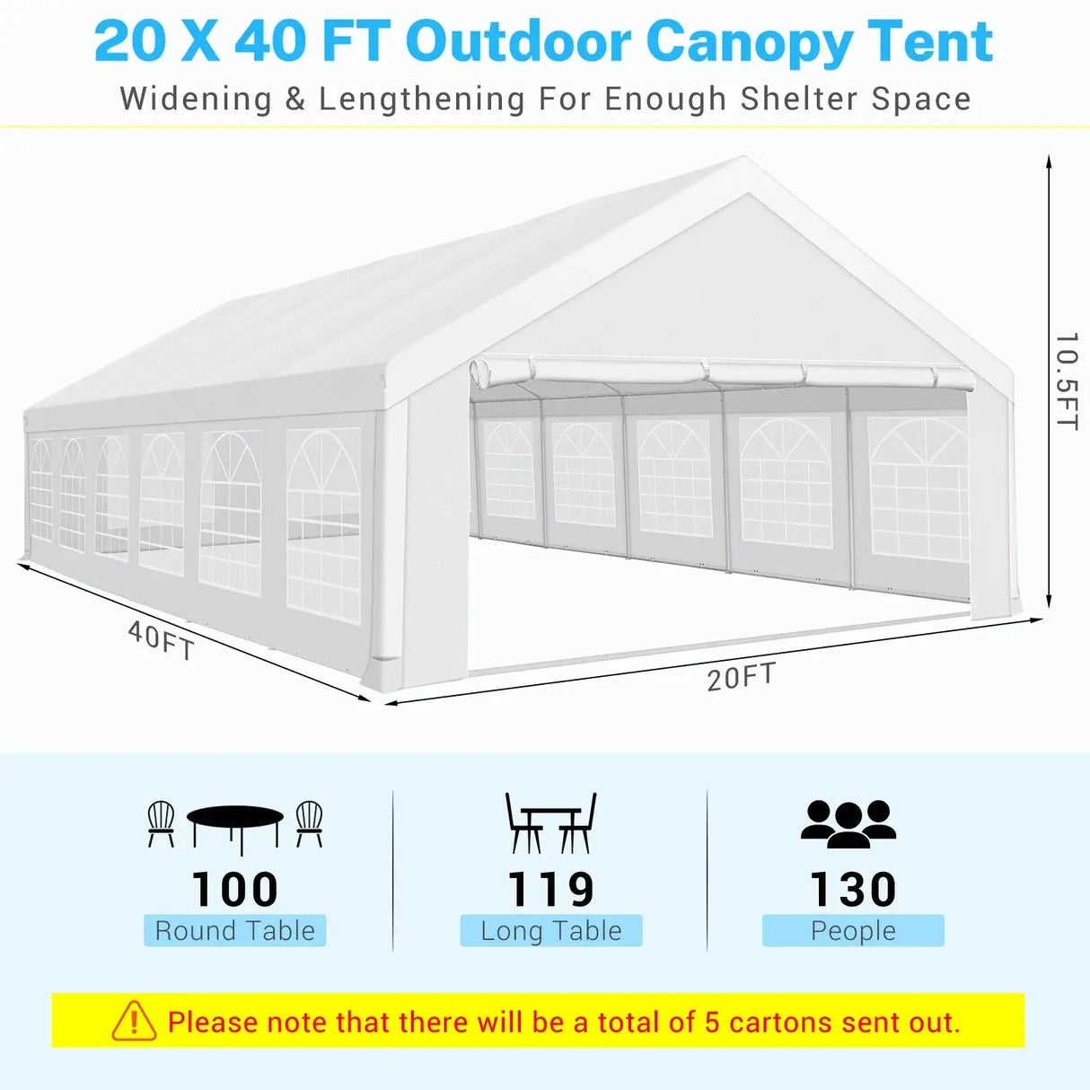 20x40FT Party Tent Heavy Duty, Wedding Tent, Event Tent for Parties, with 8 Removable Sidewalls, 20x40 Tent Carpas para Fiestas - Lootquake