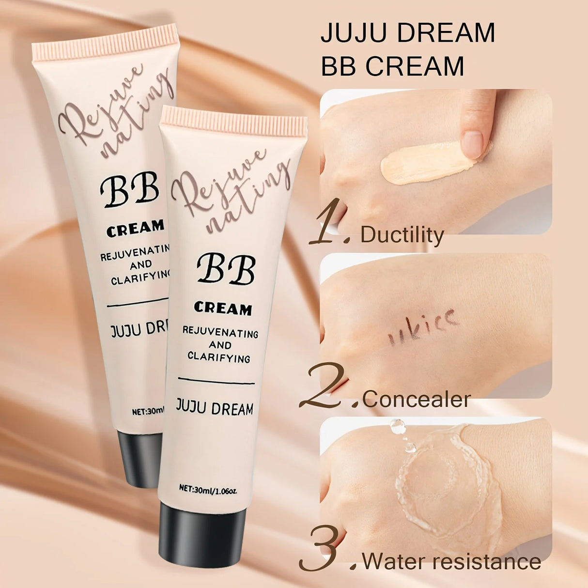BB crème anti-cernes naturelle, fond de teint hydratant et nourrissant, waterproof et longue tenue, couvrance totale, convient à toutes les peaux