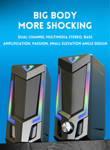 Altavoz para computadora Bluetooth RGB, altavoz para computadora de escritorio, altavoz para computadora portátil, altavoz estéreo de escritorio, alimentación por USB, con LED ambiental