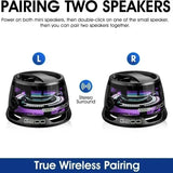 Altavoz Bluetooth inalámbrico con luces RGB, sonido estéreo y soporte para teléfono: minialtavoz portátil de viaje para iPhone y Android.