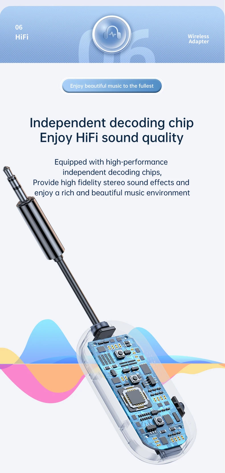 Receptor y transmisor de audio Bluetooth 5.3 con conector auxiliar de 3,5 mm para avión, adaptador USB inalámbrico para TV, PC, auriculares, kit de coche y altavoz.