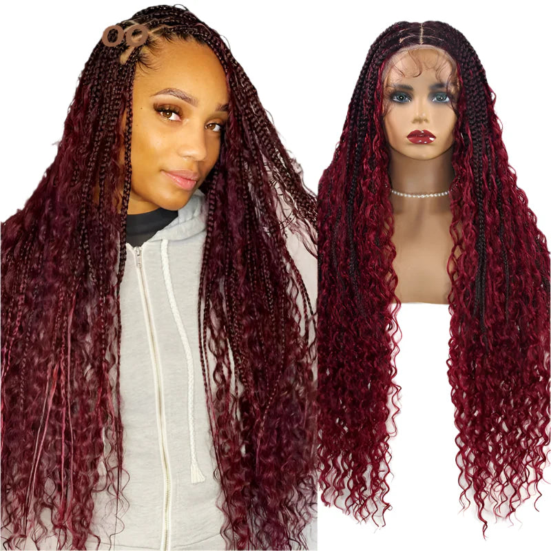 Bohemian Box Braids Full Lace Wig - Blonde Goddess Locs Curly Braided Wig for Black Women