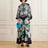 Ethnic Retro Spring Print Boho Long Dress Women Sexy Stand Collar Lace-up Party Dress Fall Long Sleeve Loose Ladies Maxi Dresses - Lootquake