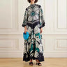 Ethnic Retro Spring Print Boho Long Dress Women Sexy Stand Collar Lace-up Party Dress Fall Long Sleeve Loose Ladies Maxi Dresses - Lootquake