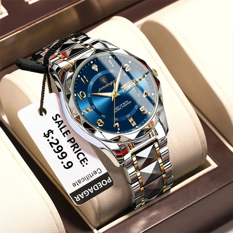 POEDAGAR Luxury Business Men's Wristwatch Stainless Steel Date Week Man Watch Waterproof Luminous Fashion Quartz Watches For Men - Lootquake