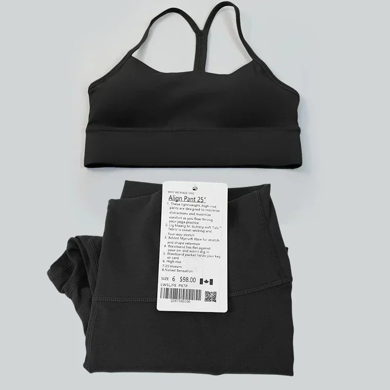 women 2 Pieces Yoga Set Women Sportswear Gym Top Y-shape Bra Fitness High Waist Leggings Workout Sports Clothes Tracksuits - Lootquake